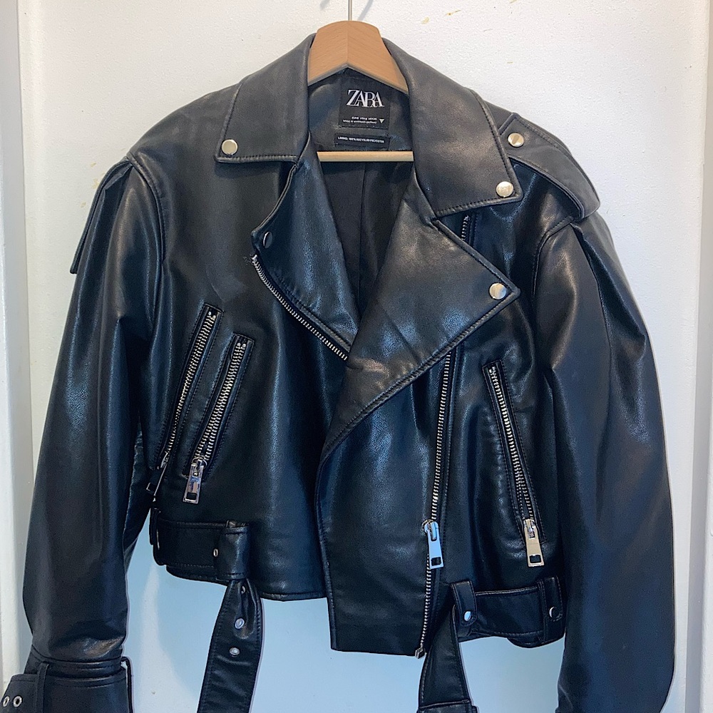 Zara Oversized Biker Jacket- Faux Leather